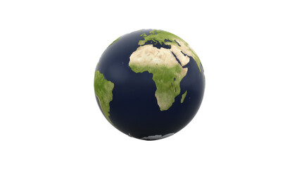 Fototapeta premium Detailed 3D model of planet Earth with continents and oceans, isolated on transparent background