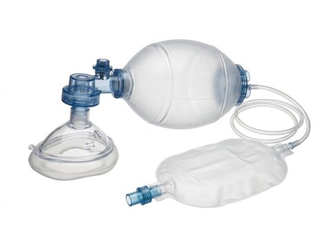 Manual resuscitator bag with oxygen mask and reservoir