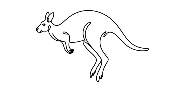 Continuous single line drawing of a jumping kangaroo animal in a minimalist style
