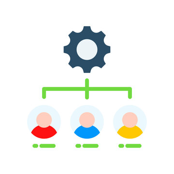Organization Structure Icon Flat Color Style