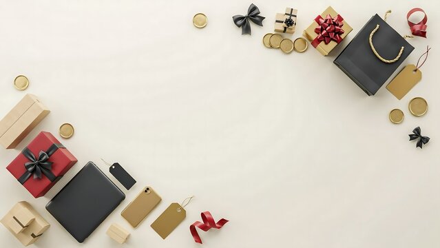 Elegant White Gift and Business Background with Decorative Objects