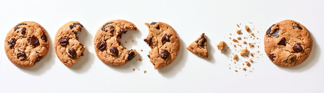 Chocolate chip cookies eaten sequentially from left to