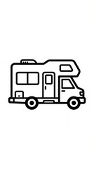 Fototapeta premium Motorhome vector icon representing recreational travel, camping, road trips, tourism, outdoor adventure, and mobile living.
