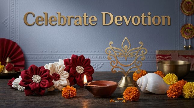 Diwali celebration devoted to the goddess with diyas and flowers for religious offerings and cultural festivals.