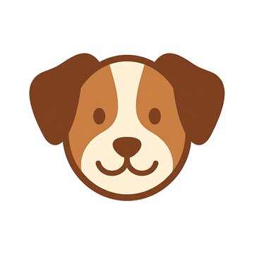 Flat vector icon of a cute dog face isolated on a white background