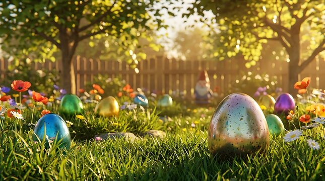 Easter Eggs Hidden in Forest Scene