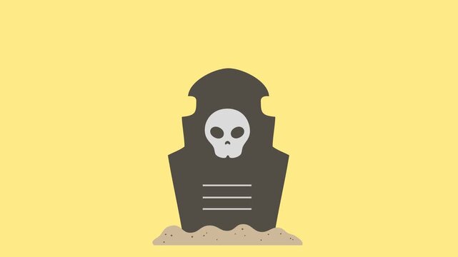 tombstone animation with a transparent background, tombstone animation rising out of the ground, made for elements in a Halloween celebration video