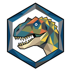 Geometric T-Rex Dinosaur Head Emblem Illustration © Sego