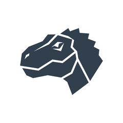 Minimalist Geometric T-Rex Dinosaur Head Icon © Sego