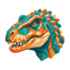 Low Poly Geometric T-Rex Dinosaur Head Vector Illustration © Sego