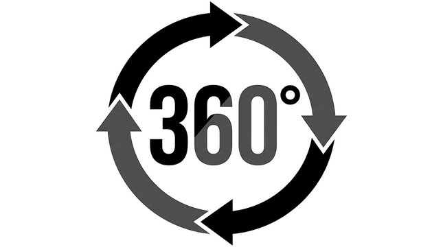 Three hundred sixty degree rotation icon with arrows