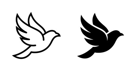 Fototapeta premium Minimalist Dove Icons, Simple Bird Silhouettes, Freedom Symbol Vector Art