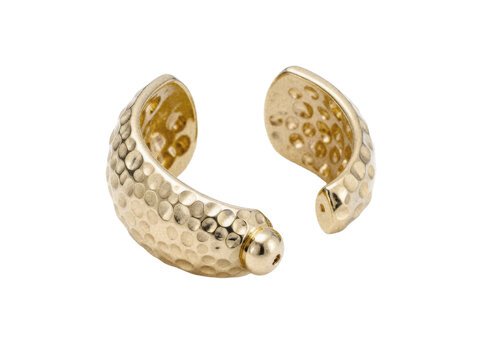 Handcrafted Heavy 24K Pure Gold Hammered Torque Bangle Cuff Isolated on White