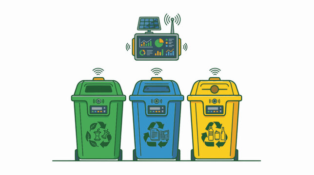 Isolated Zero-Waste Municipal Recycling Bins Graphic Asset