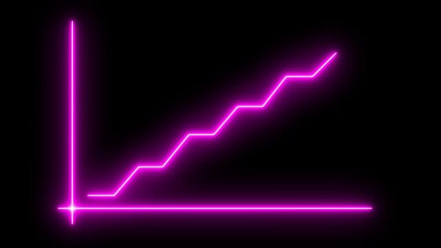 Abstract neon line arrow business graph. Successful growth trend red line graph going up. Increasing business growth chart animation. Going up business graph concept. 4k