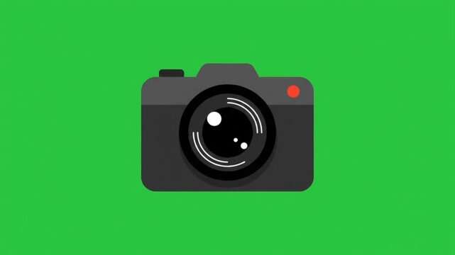 Flat camera icon animation on green screen