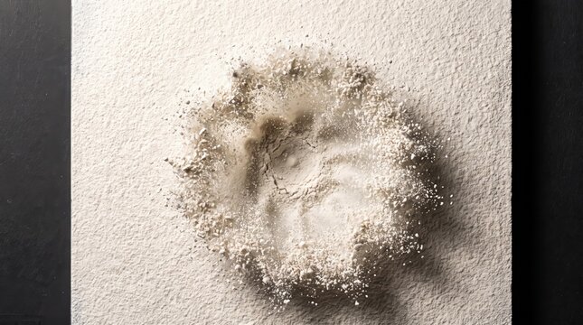 Face portrait emerging from dispersing powder dust effect