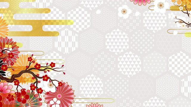 Traditional Japanese floral pattern design 4K