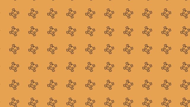 Brown molecule shapes pattern on orange background suitable for science textbook covers, chemistry presentations, biology websites, and pharmaceutical advertisements.