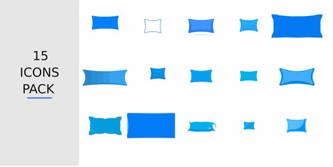 Obraz premium Blue Flat Pillow Icon – Solid Blue Vector Symbol for Apps, Websites, UI Kits, Mobile Interfaces, Presentations, Infographics and Modern Digital Design Projects
