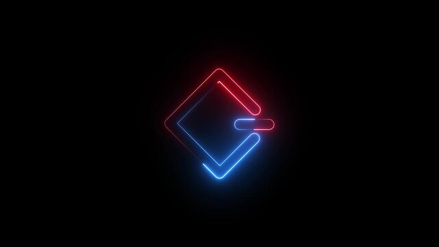 Glowing red and blue neon power button icon