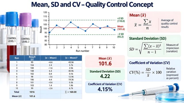 Mean Standard Deviation and Coefficient of Variation in Laboratory Quality Control
