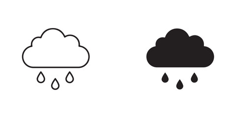 Obraz premium Rainy weather icon featuring cloud with falling droplets isolated on transparent background for digital design use