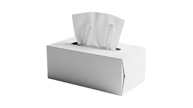 Rectangular cardboard tissue box mockup isolated on transparent background