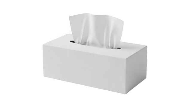 Rectangular cardboard tissue box mockup isolated on transparent background