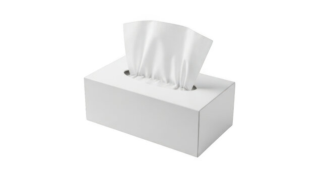 Rectangular paper tissue box mockup isolated on transparent background
