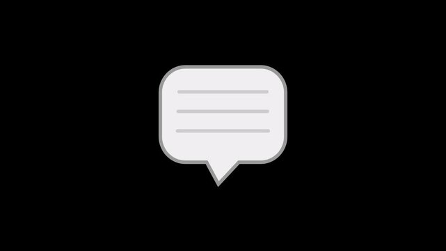 Comment Button and Chat Message Social Media Icon Alpha Transparent Background. 4K Resolution