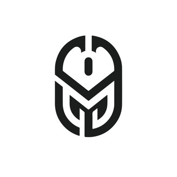 Computer mouse logo icon design featuring minimalist abstract geometric vector graphic symbol shape