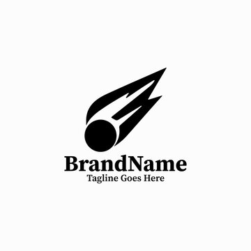 Black Image Vector Logo Meteor Silhouette &mdash; Astronomical Fireball Graphic Isolated on White Background