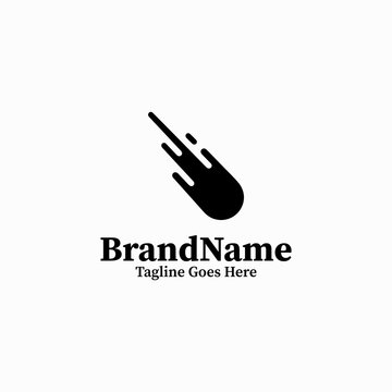 Black Image Vector Logo Meteor Silhouette &mdash; Celestial Speed Graphic Isolated on White Background