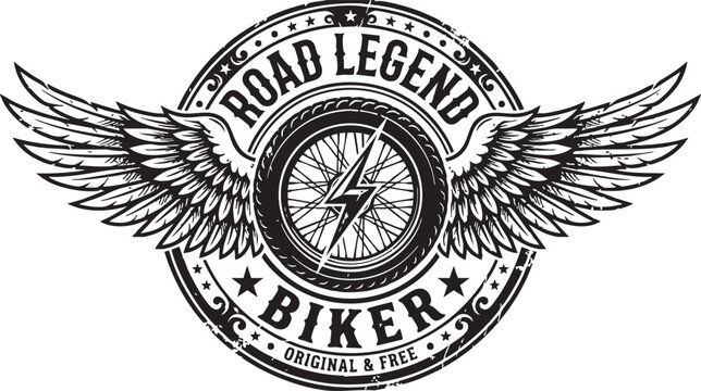 Biker emblem featuring an eagle with spread wings in a vintage badge style