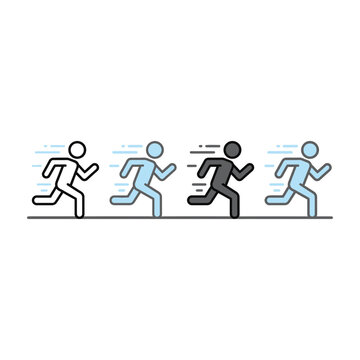 Minimalist running people icon set for fitness and competition