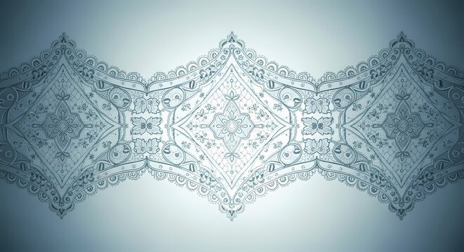 Decorative ornamental vintage border design featuring symmetrical scrollwork and intricate artistic patterns presented in cool blue tones for creative digital projects and traditional styling