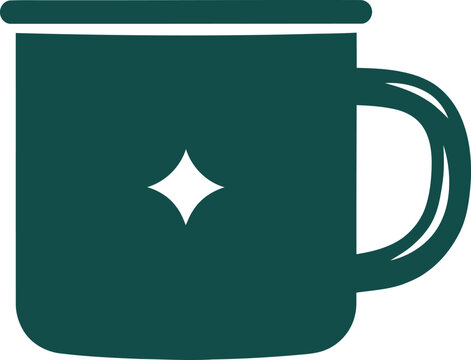 Green ceramic travel mug with diamond logo silhouette