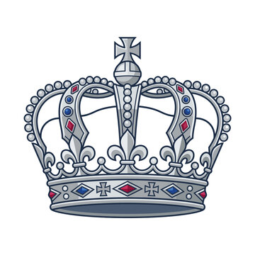 Ornate Royal Crown with Jewels, Isolated