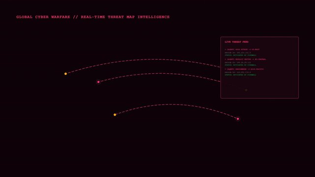 Global Cyber Warfare Real Time Threat Map HUD Loop
