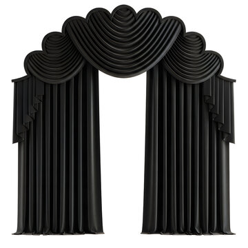 Black elegant drapery with scalloped top