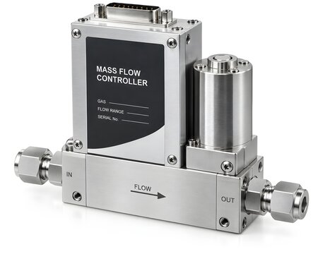 Mass Flow Controller for Semiconductor Gas Delivery Isolated on White Background