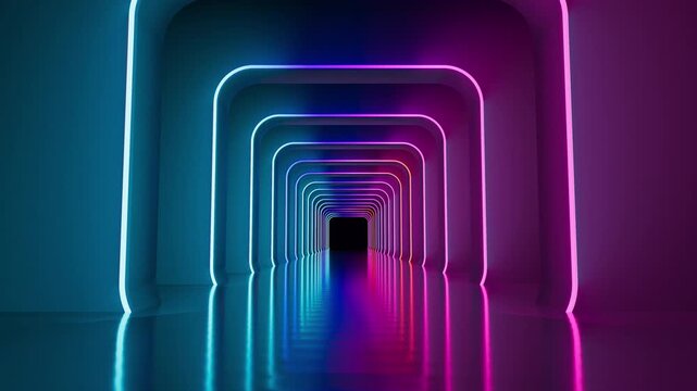 Travel Through a Sculptural Neon Light Tunnel &mdash; Seamless 3D Loop