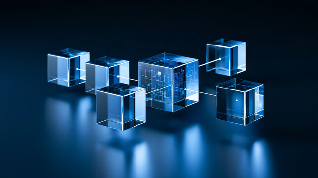 AI agent automation workflow, luminous connected blocks moving information between digital systems, clean premium 3D illustration