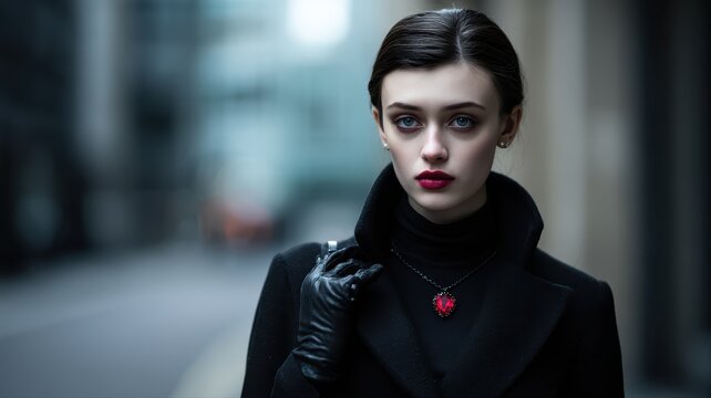 mysterious woman in urban setting