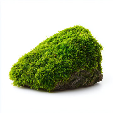 Green Moss Mound Organic Texture Isolated on White Background