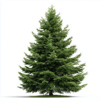 Conifer Pine Tree Evergreen Canopy Isolated on White Background