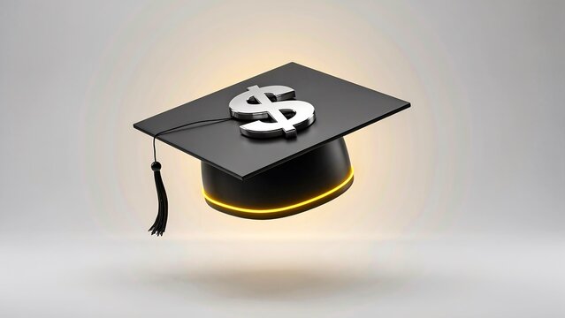 Graduation cap with dollar symbol representing education finance and student funding