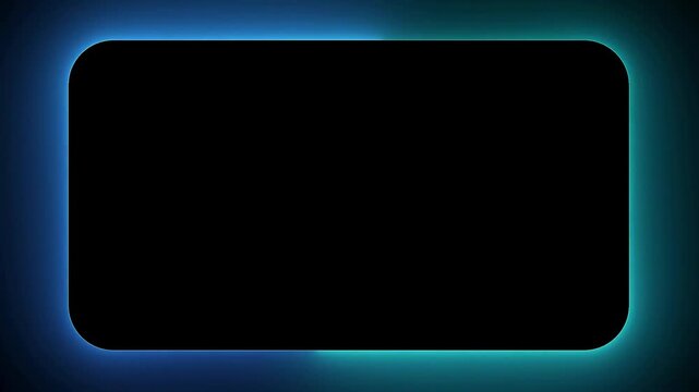 Rounded rectangular frame with glowing blue neon light border and dark center for copy space