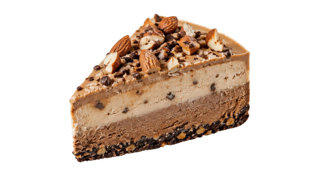 Chocolate Cake Slice with Almonds and Layers of Mousse